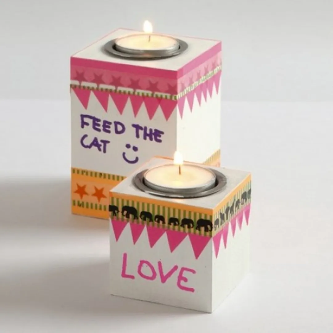 Creativ Company MDF Waxinelichthouder 7x7cm - Bruin