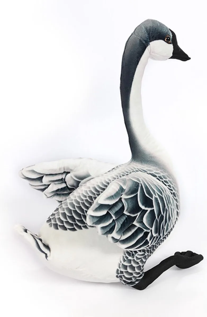 PIA Soft Toys Pluche Gans Staand 40cm - Wit/Grijs/Zwart