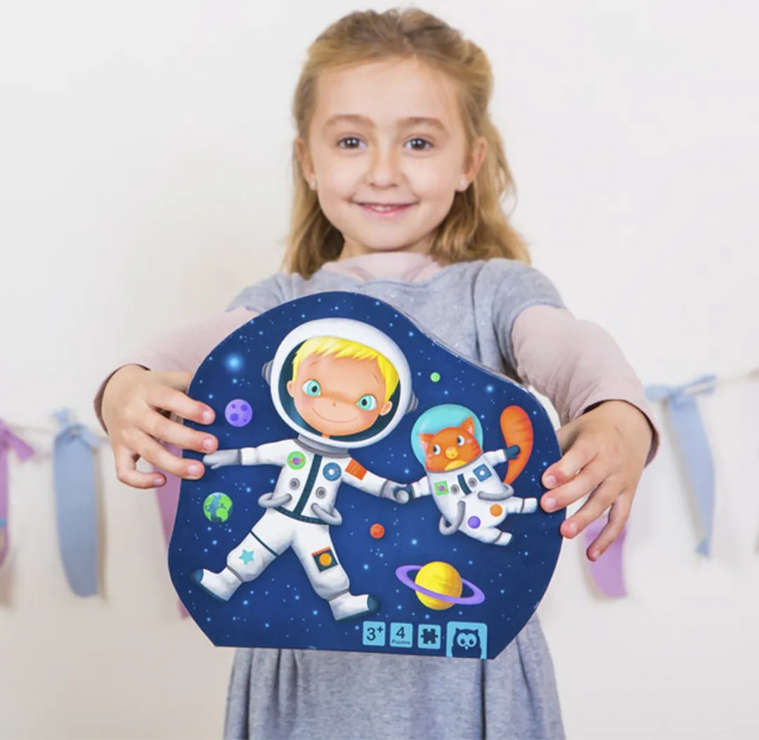 Eurekakids Puzzel 4-in-1 Astronaut - 6/9/12/16 Stuks - Blauw