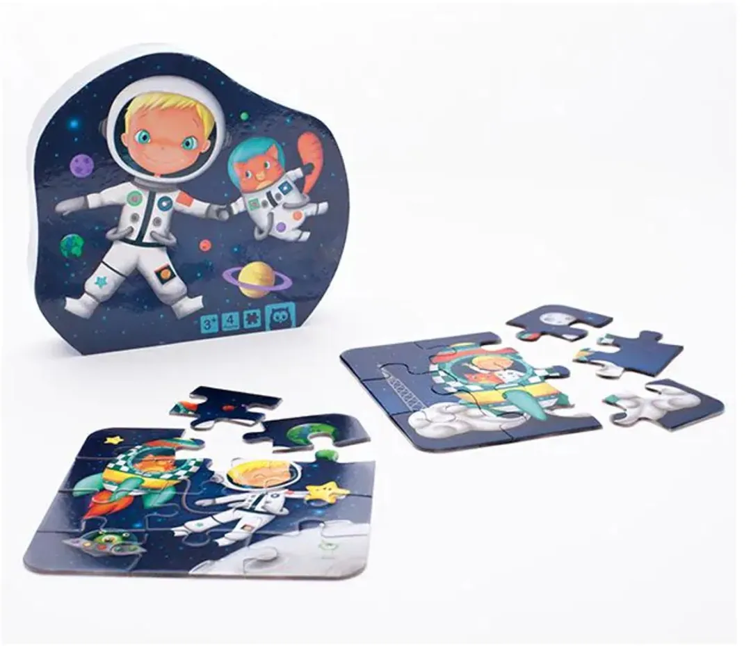 Eurekakids Puzzel 4-in-1 Astronaut - 6/9/12/16 Stuks - Blauw - afbeelding 6 van 6