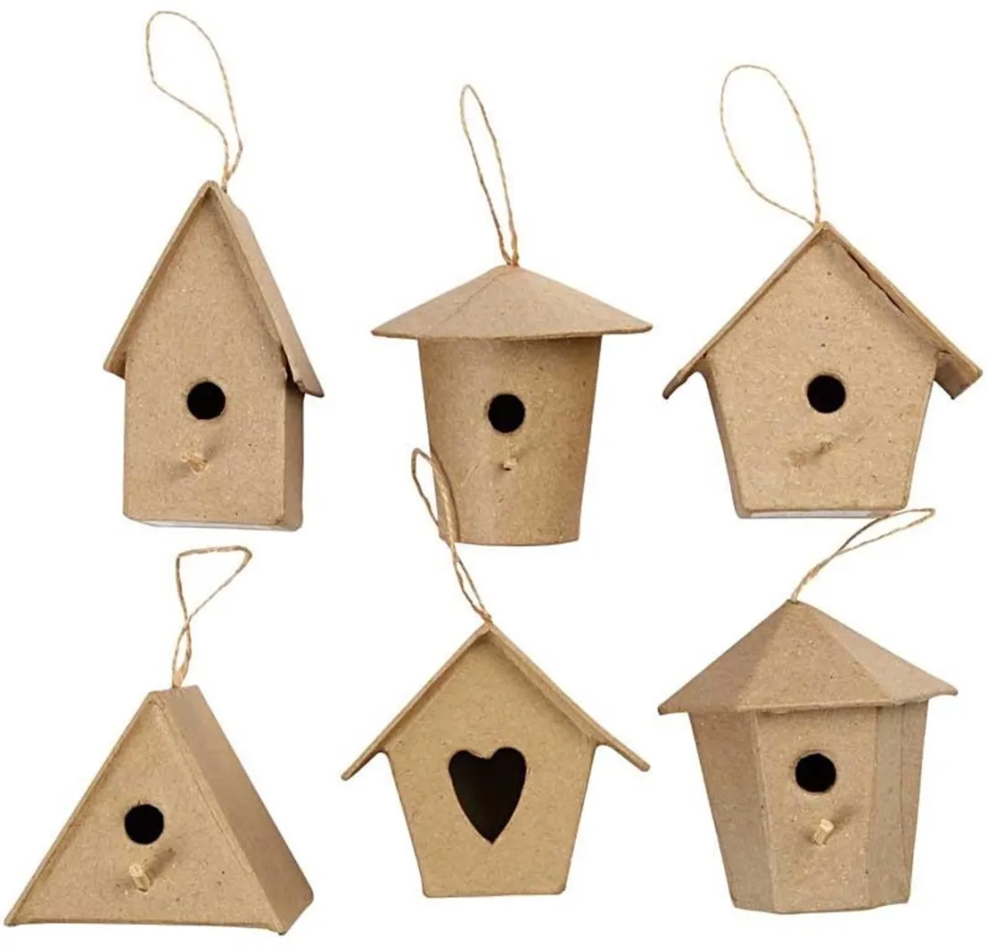 Creativ Company Vogelhuisjes Papier-Maché - 6 Stuks