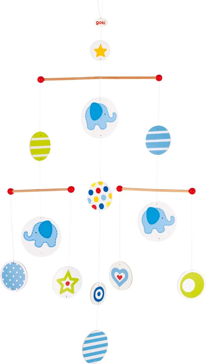 Goki Mijn Kleine Olifant Houten Mobiel - Multicolor