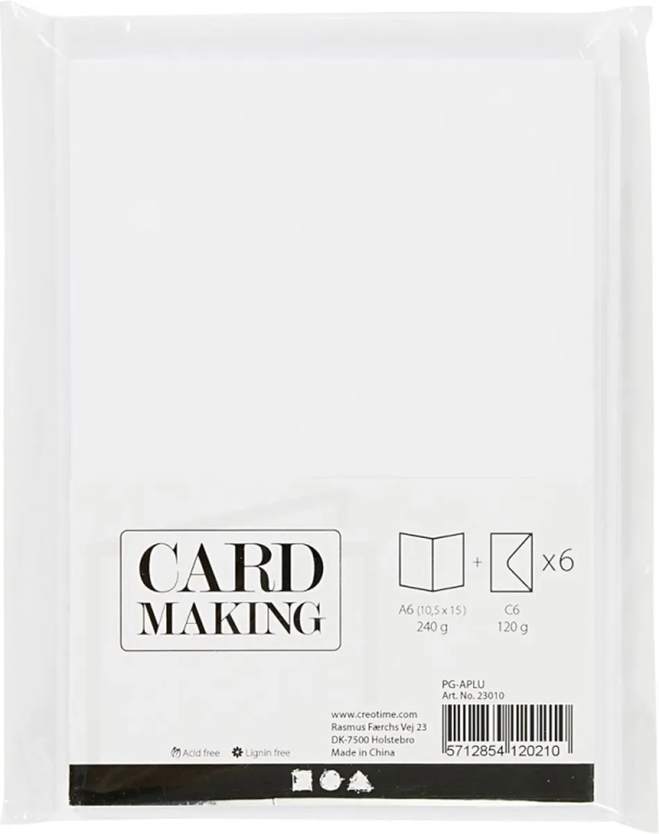 Creativ Company CC Kaarten & Enveloppen 10,5x15cm - 6 Stuks Wit