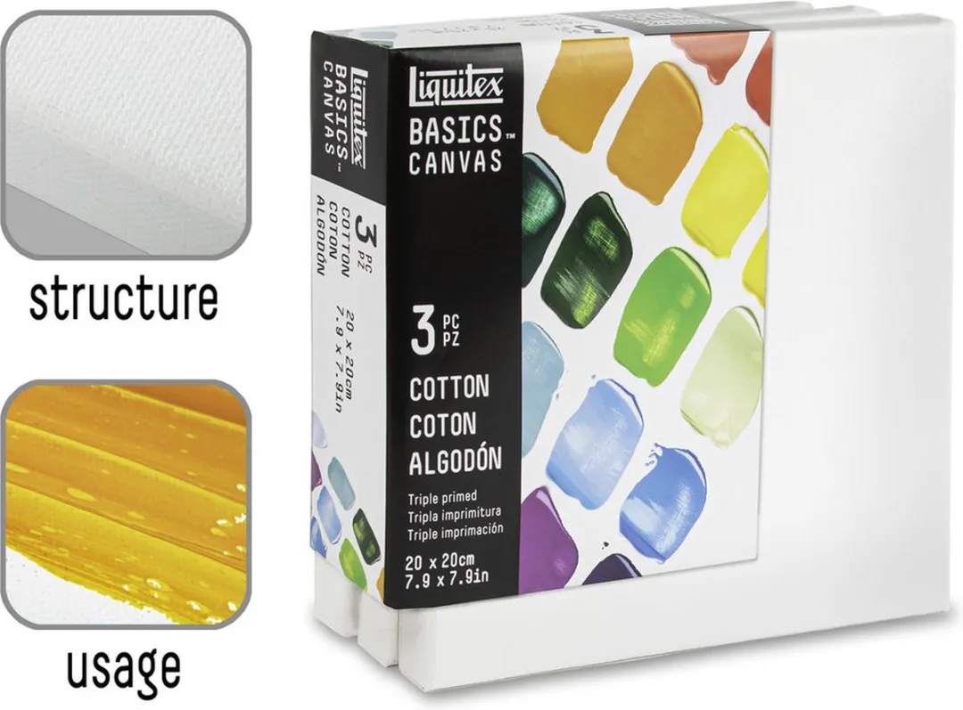 Liquitex Basics Canvas Set 3x 20x20cm - 100% Katoen 280g/m²