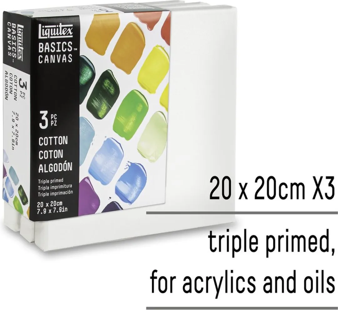 Liquitex Basics Canvas Set 3x 20x20cm - 100% Katoen 280g/m²