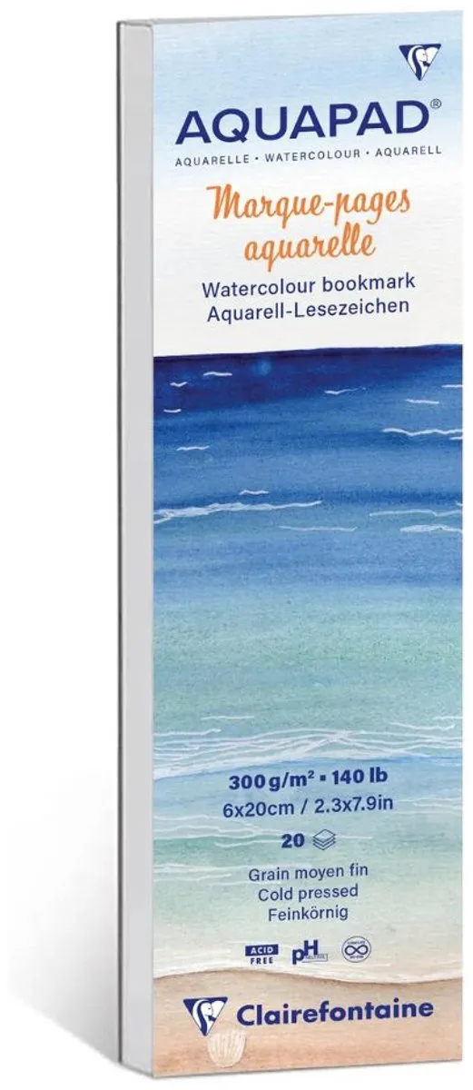 Clairefontaine Aquapad Aquarelbladwijzers 6x8cm - 300g - 20 Vellen - Wit