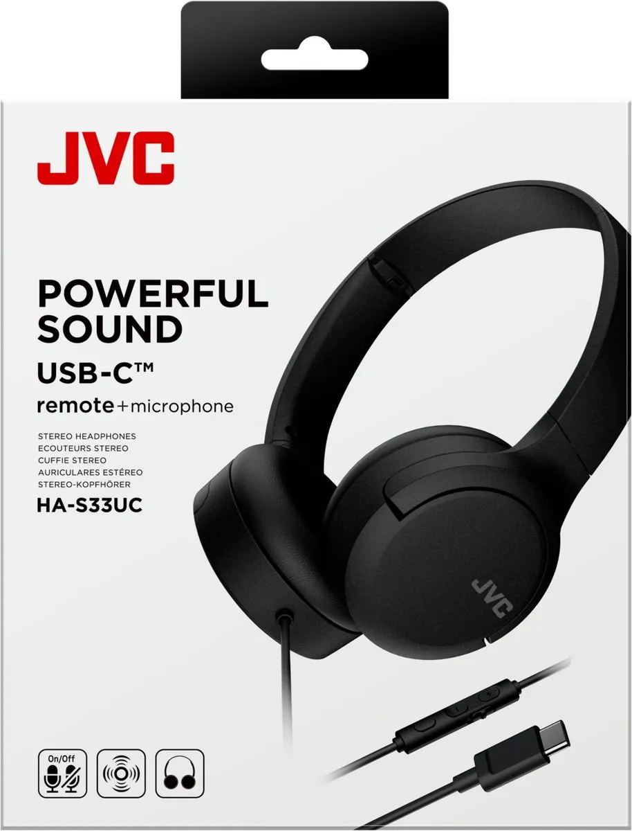 JVC HA-S33UC USB-C Hoofdtelefoon - Zwart