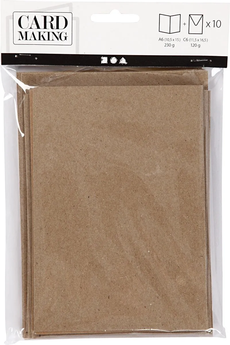 Creativ Company Kaarten & Enveloppen 10,5x15cm - Bruin - 10 Stuks