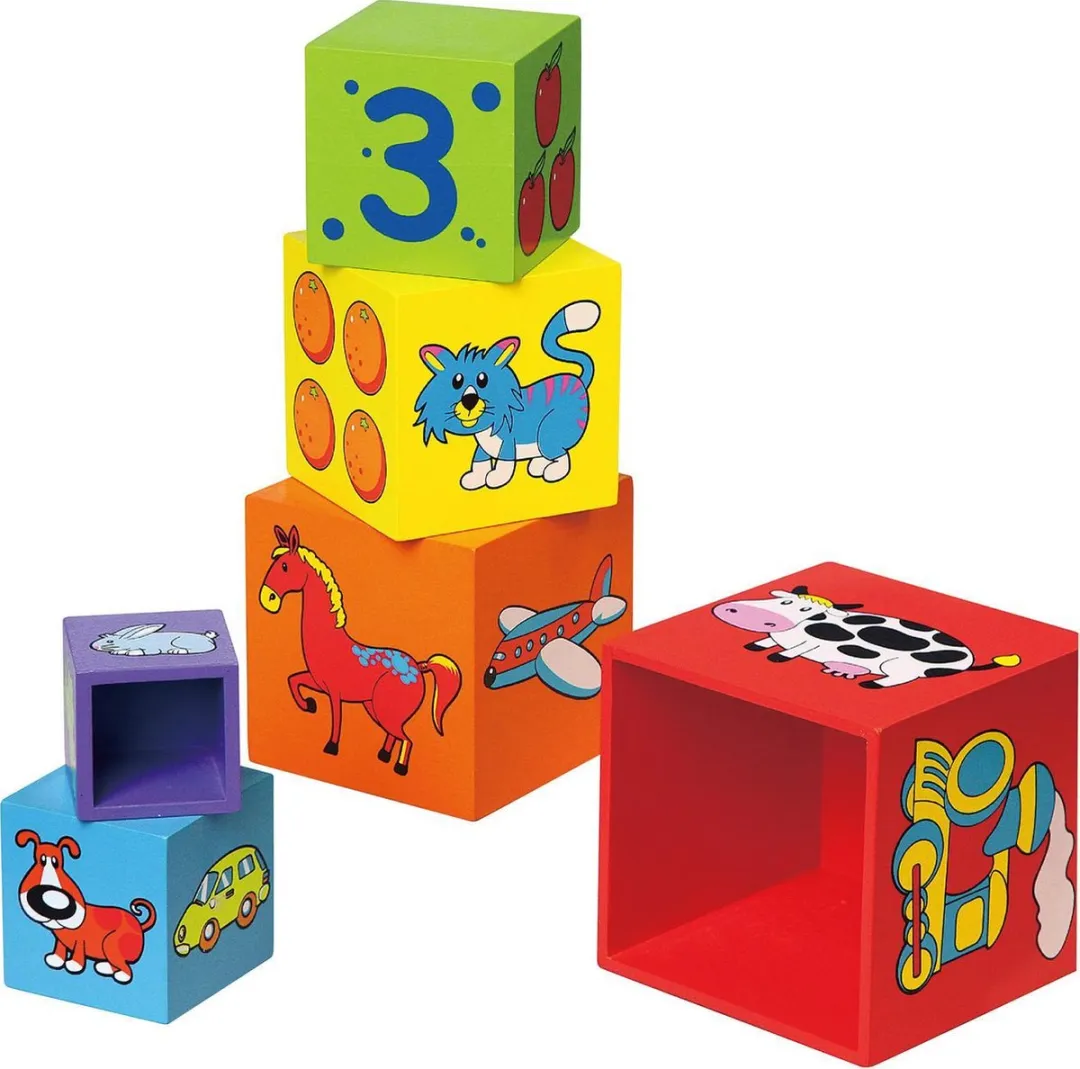 Viga Toys Stapeltoren 6 Blokken - 59461 - Meerdere kleuren