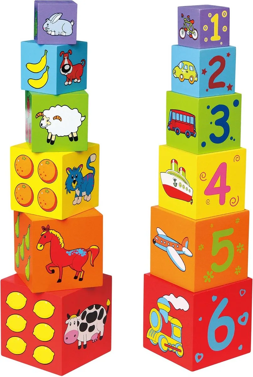 Viga Toys Stapeltoren 6 Blokken