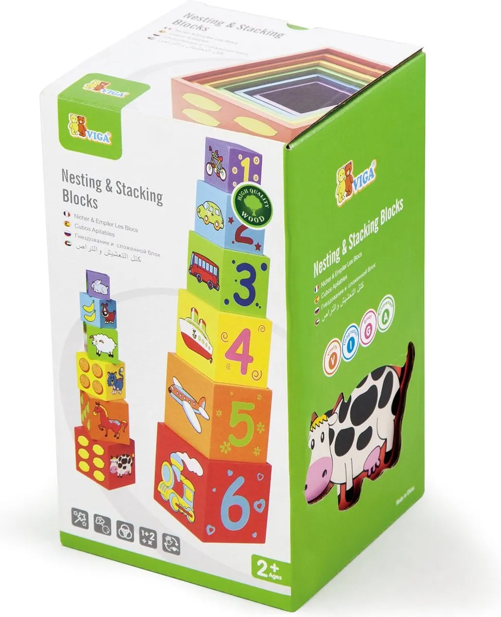 Viga Toys Stapeltoren 6 Blokken - 59461 - Meerdere kleuren