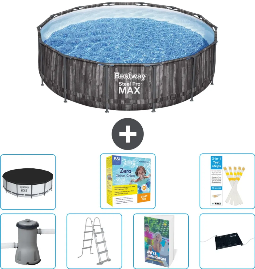 Bestway Steel Pro MAX Zwembad 427x107cm - 13.030L - Grijs