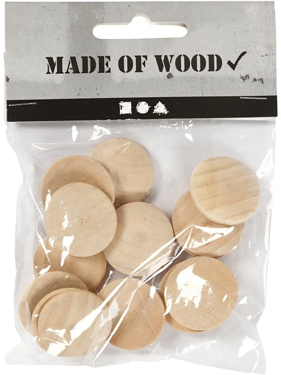 Creativ Company Houten Knopen 25mm - 15 Stuks - Geel