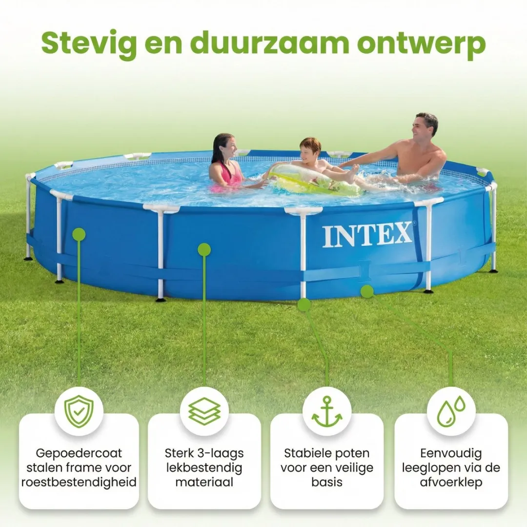 Intex 28210NP-Blauw Rond Frame Zwembad 366x76cm - Blauw