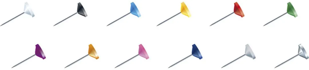 Exacompta Doos met 100 prikbordspelden met platte kop effen - punthoogte 8mm - 5mm diameter - Geassorteerd - 14572E