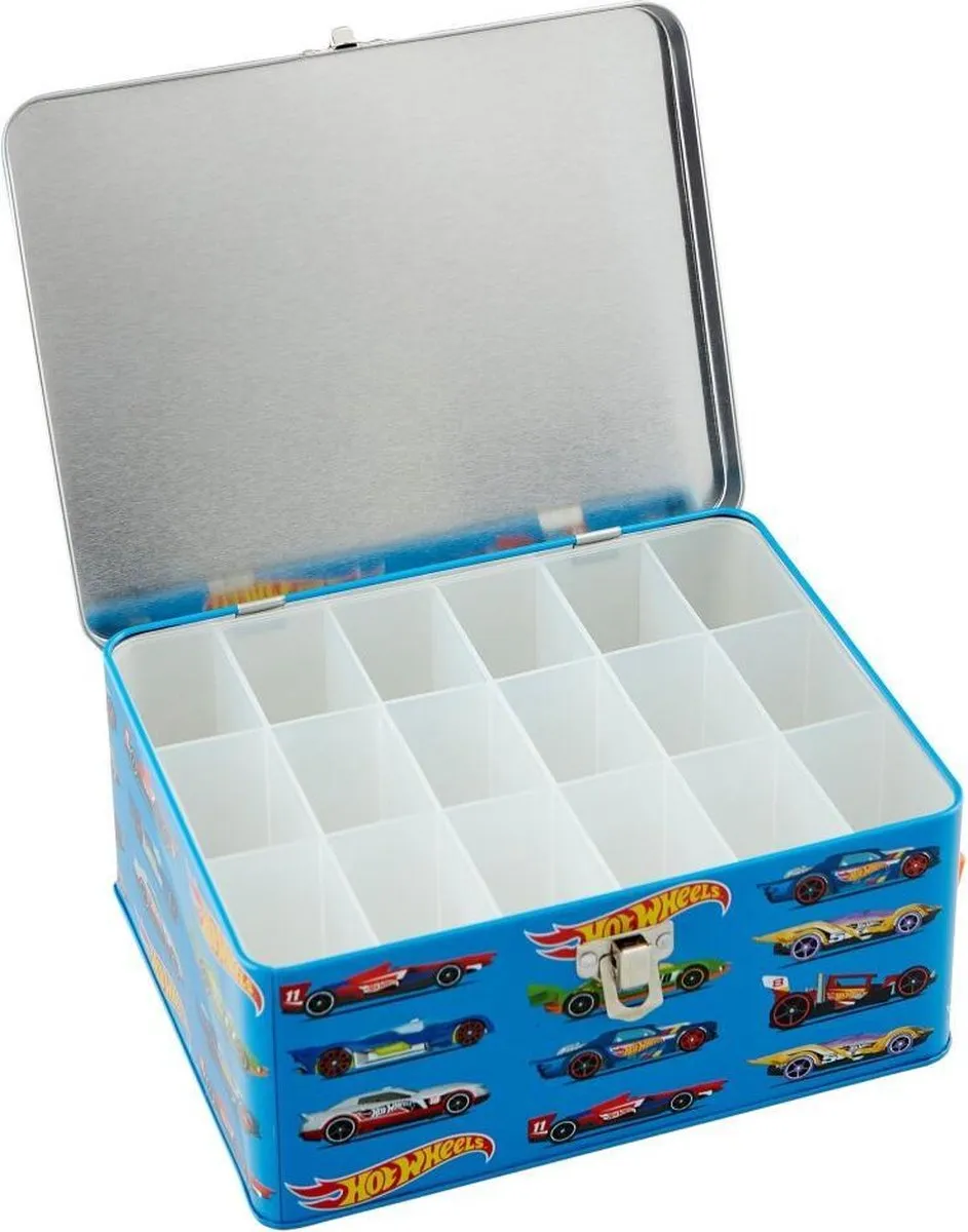 Klein Toys Hot Wheels Verzamelkoffer 2883 - 18 Auto's - 15,5x8,5x21cm - Blauw