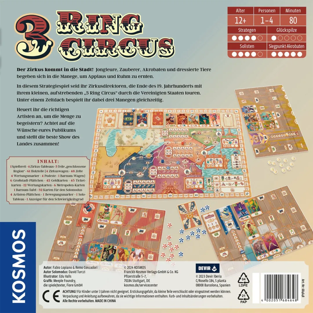 Kosmos 3 Ring Circus Bordspel - 1-4 Spelers