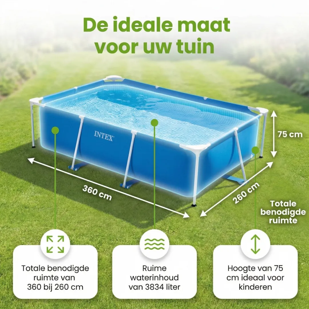 Intex Rechthoekig Frame Zwembad 300x200x75cm - Blauw - 7-delig