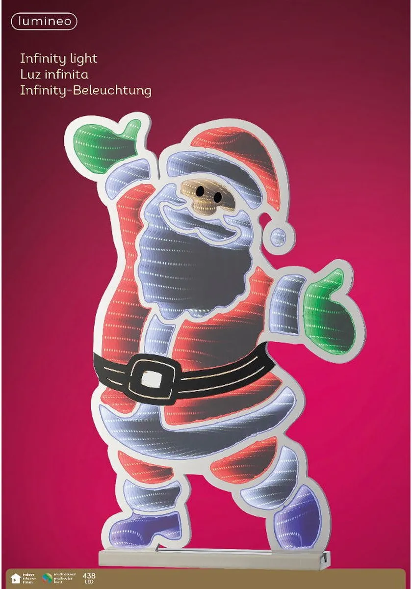 Lumineo Infinity Lights Kerstman 60cm - Kleurrijk