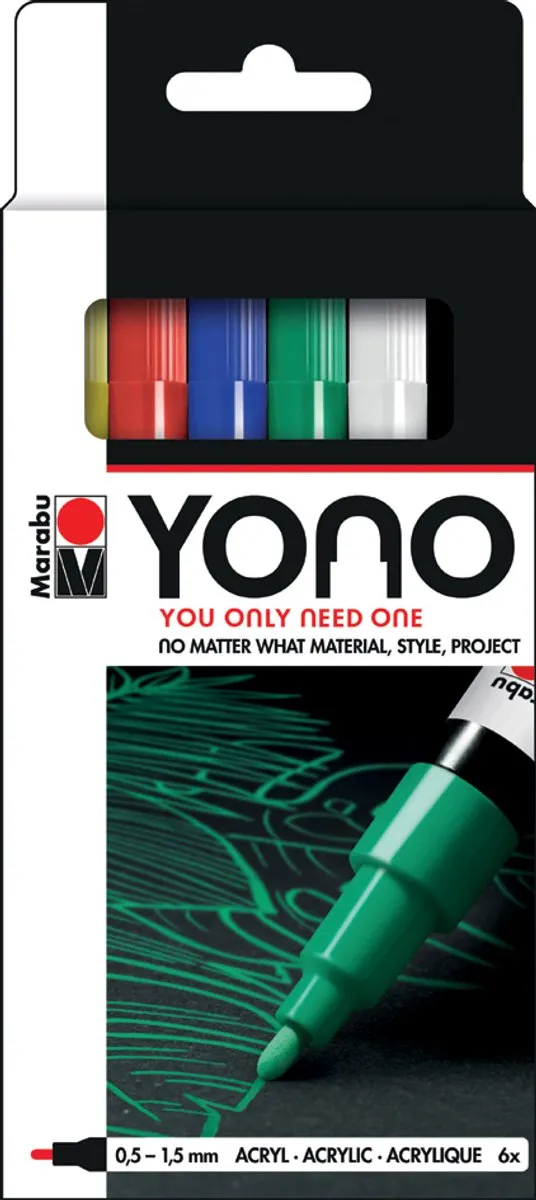 Marabu YONO Acrylstiftenset - 6 Kleuren Multicolor