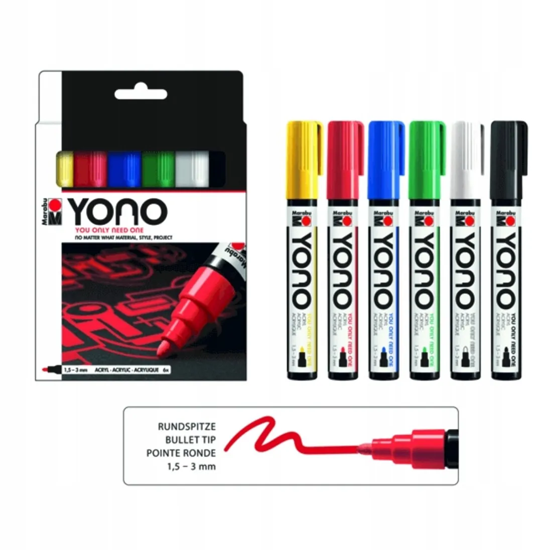 Marabu YONO Acrylstiftenset - 6 Kleuren Multicolor