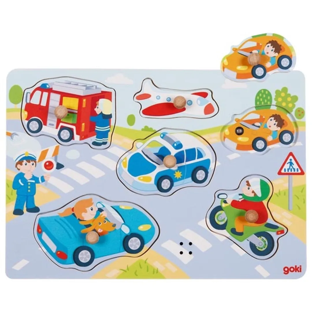 Goki Steekpuzzel Voertuigen 6-delig - Multicolor