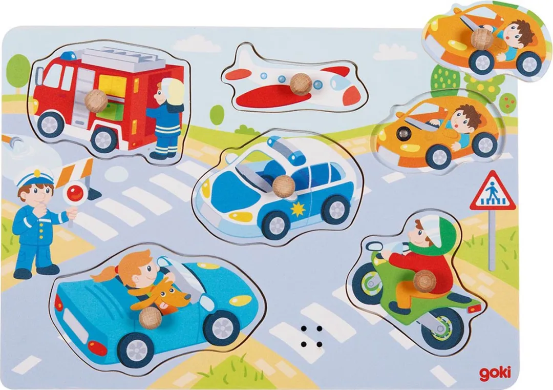 Goki Steekpuzzel Voertuigen 6-delig - Multicolor