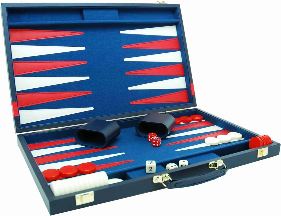 HOT Games Backgammon Koffer 604180 - 46x58cm - Blauw