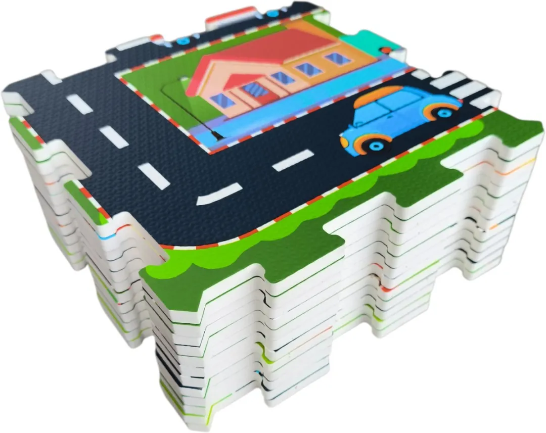 Autospeelmat - Speelmat Auto speelgoed - 12 Foam Puzzelstukken
