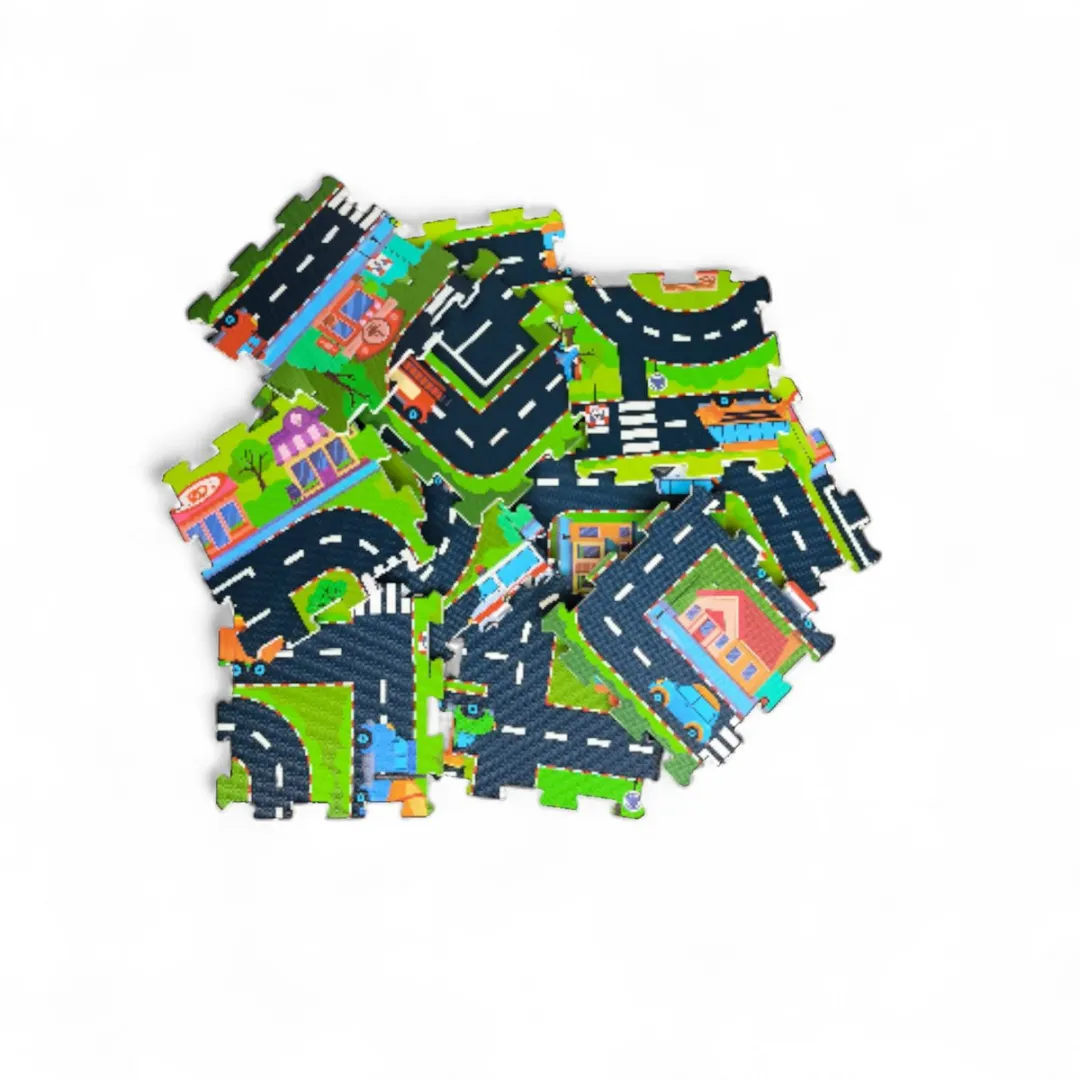 Autospeelmat - Speelmat Auto speelgoed - 12 Foam Puzzelstukken