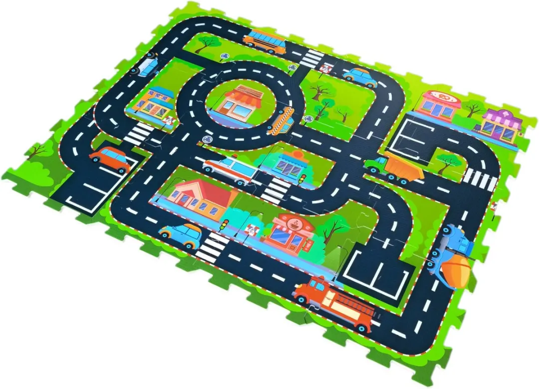 Autospeelmat - Speelmat Auto speelgoed - 12 Foam Puzzelstukken