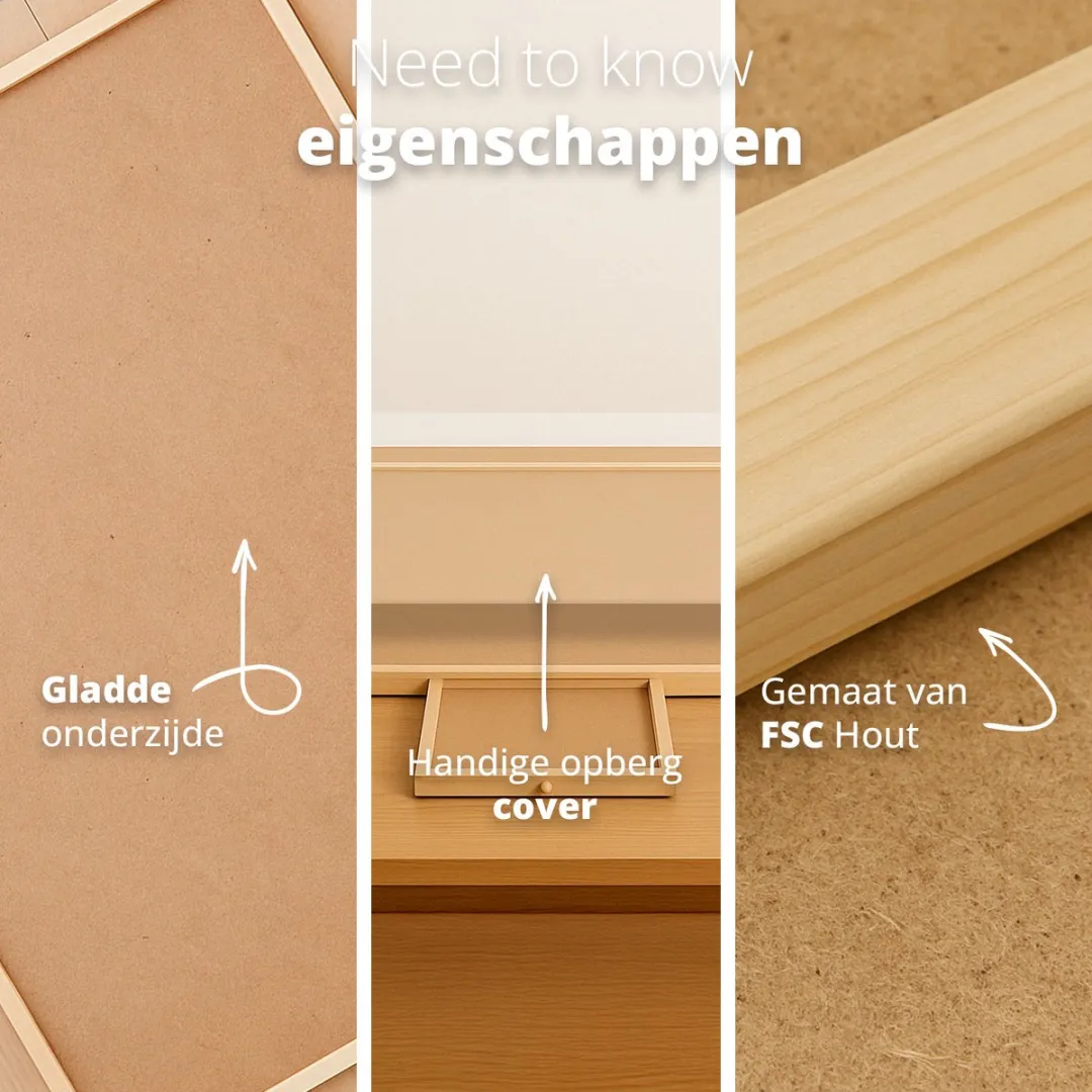 FlinQ Draaibaar Puzzelbord met Opbergsysteem - Puzzelplaat met Bescherming - 6 Lades en Sorteerbakjes voor 1500 stukjes - Puzzelmat van Hout - Puzzel tafel - Portapuzzel - 89x68,7x4 cm