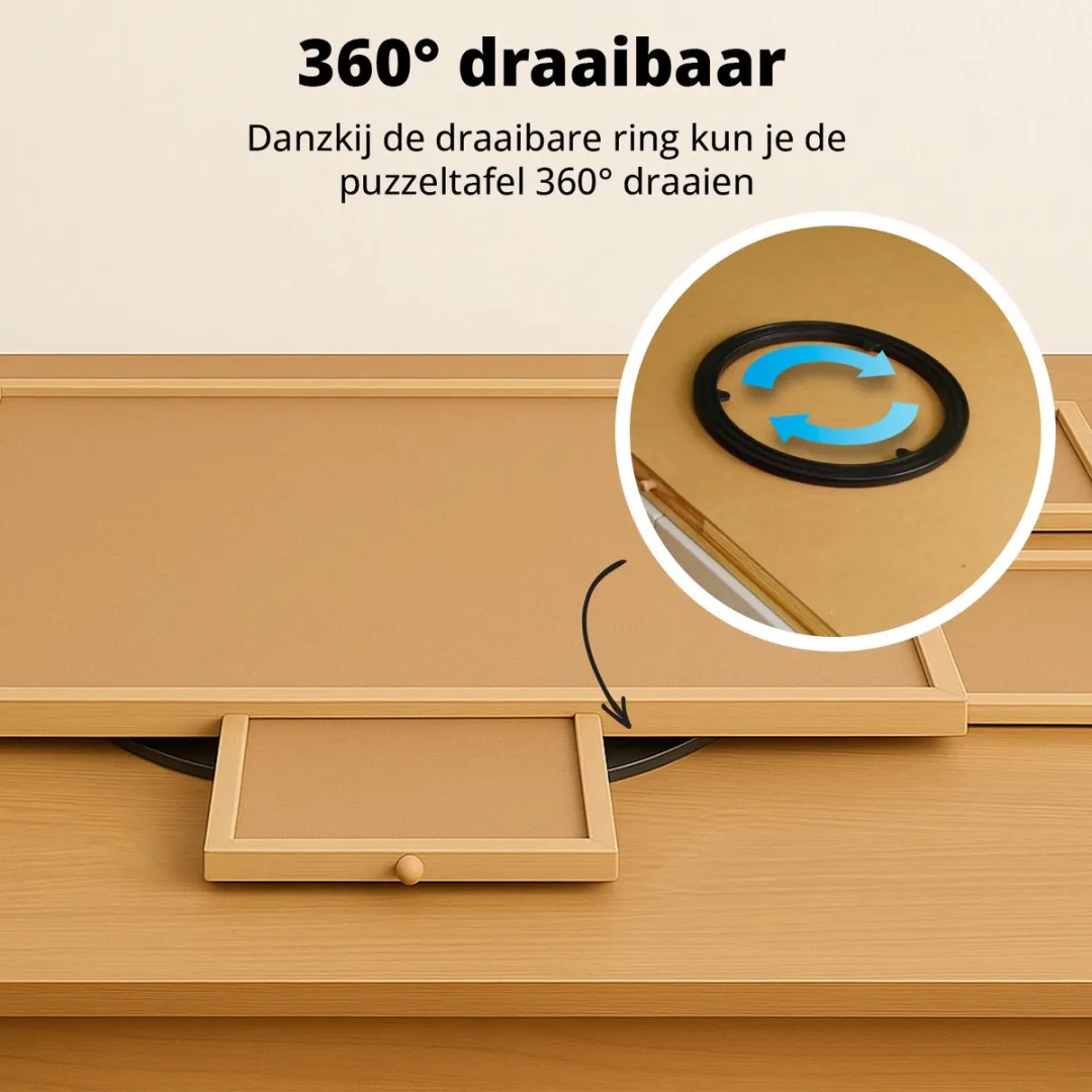 FlinQ Draaibaar Puzzelbord 1500 Stuks - Hout - 89x68,7x4cm - afbeelding 6 van 6