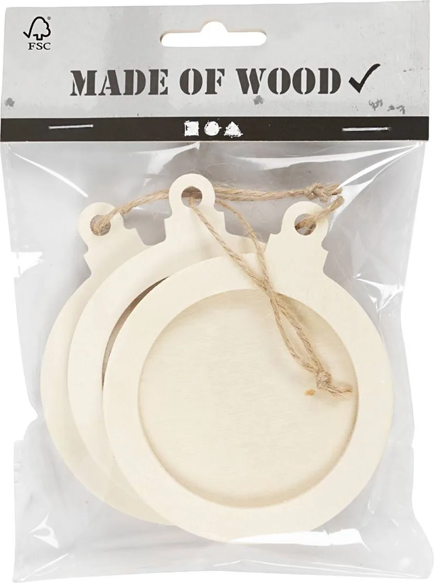 Creativ Company Houten Lijst met Ophangkoord 8cm - Multicolor