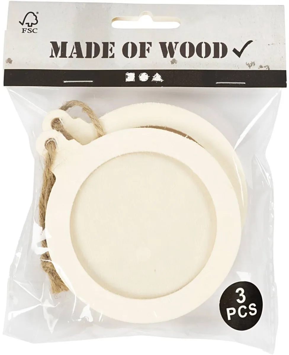 Creativ Company Houten Lijst met Ophangkoord 8cm - Multicolor