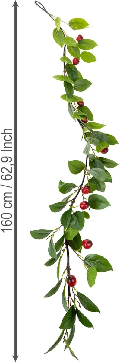 Kunstmatige slinger met kersen. Perfect voor een natuurlijke kamerdeco