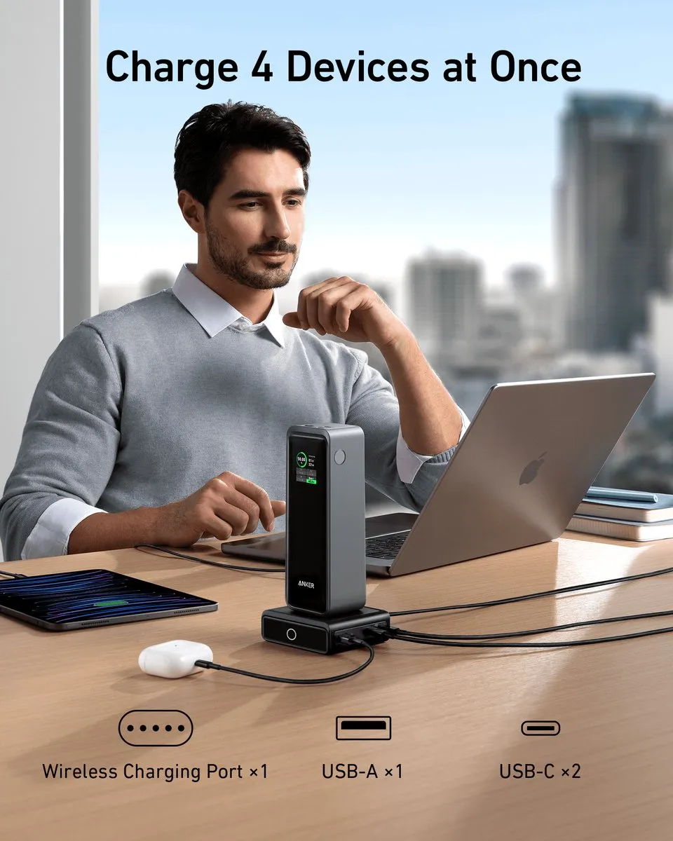 Anker Charging 100W Oplaadbasis A1902311 - 4 Poorten - Zwart