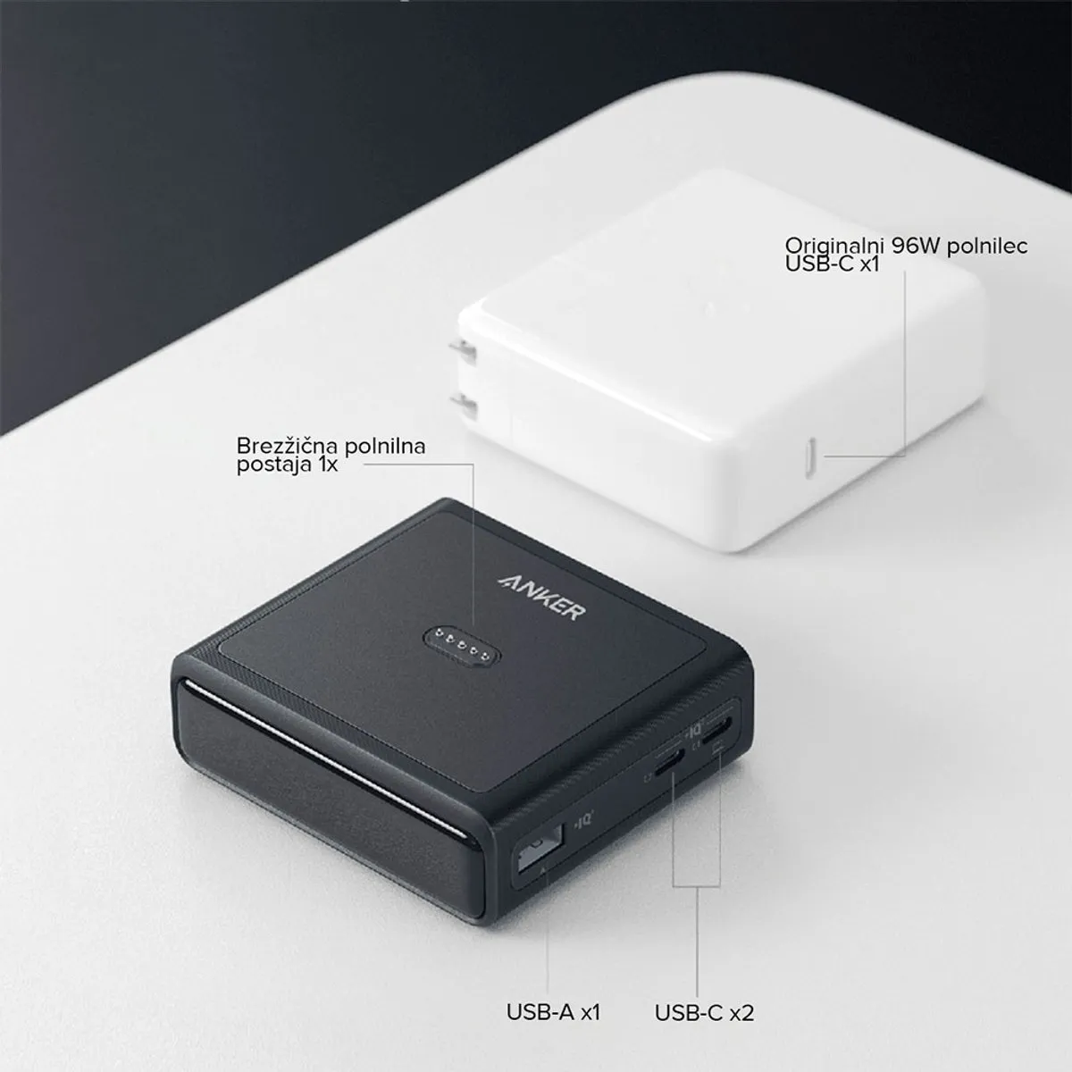 Anker Charging 100W Oplaadbasis A1902311 - 4 Poorten - Zwart