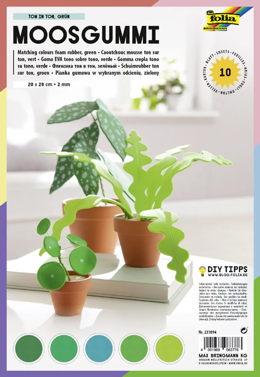 Folia Mos Rubber Onderleggers - 10 Stuks Groen