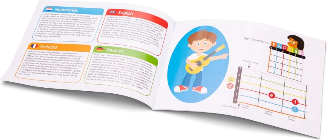 New Classic Toys® Houten Speelgoedgitaar met Draagriem - Rood / Naturel - Speelgoedinstrument - Mijn eerste Gitaar Inclusief Muziekboekje - Speelgitaar voor Kinderen - Vanaf 3 jaar