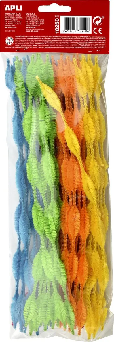 Apli - Chenille draad - Pijpenragers hobbelig assorti 6 mm x 30 cm - 50 stuks