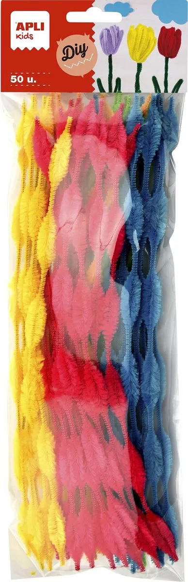 Apli - Chenille draad - Pijpenragers hobbelig assorti 6 mm x 30 cm - 50 stuks