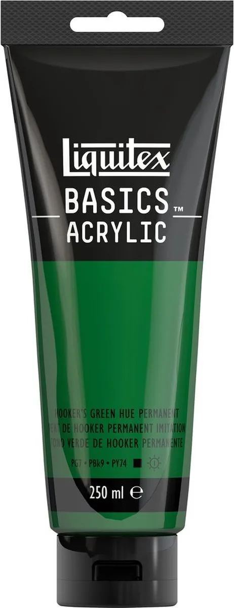 Liquitex 88700239 Basics Acrylverf Hooker’s Green Hue Permanent – 250 ml | Kunstenaars Acrylverf | Middelmatige Viscositeit | Lichtechte Kleur voor Schilderen & Canvas