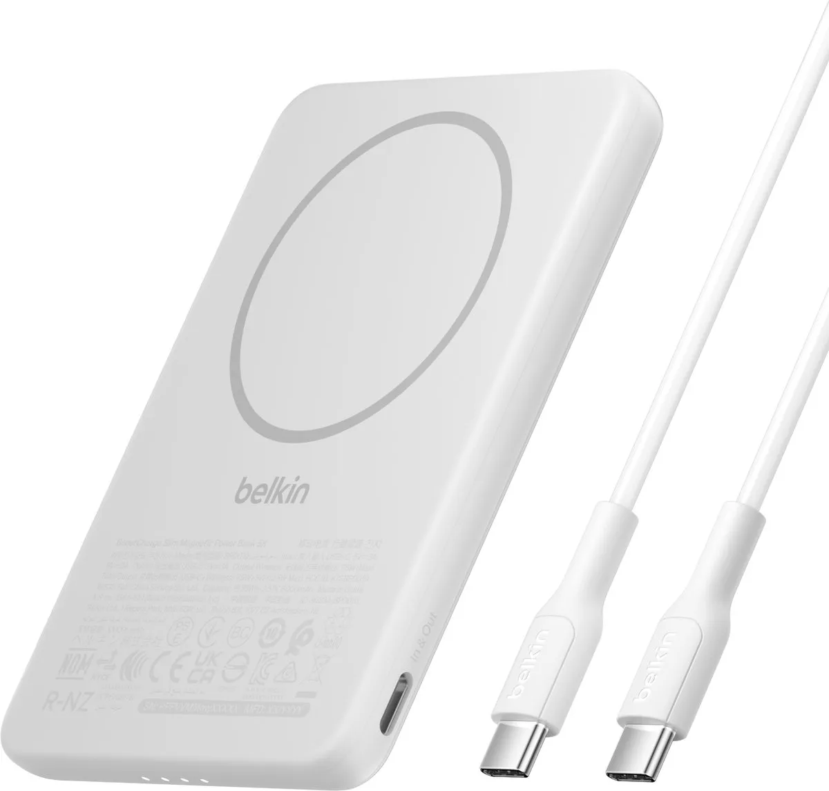 Belkin Slim Magnetic Power Bank 5000mAh BPD010HQWH - Wit