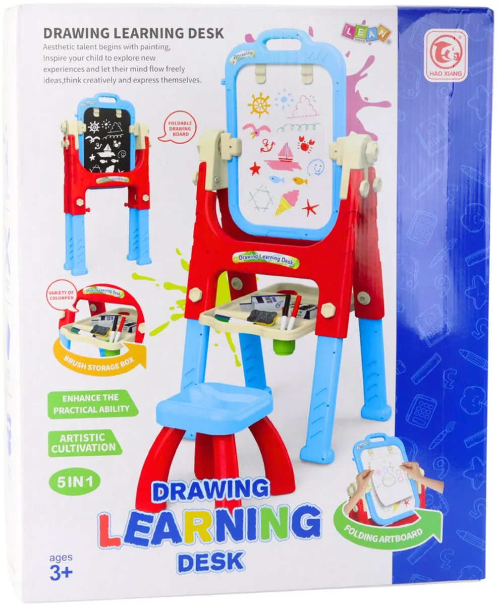 Lean Toys Leerbord 5-in-1 Tekentafel - A4 - Blauw/Rood