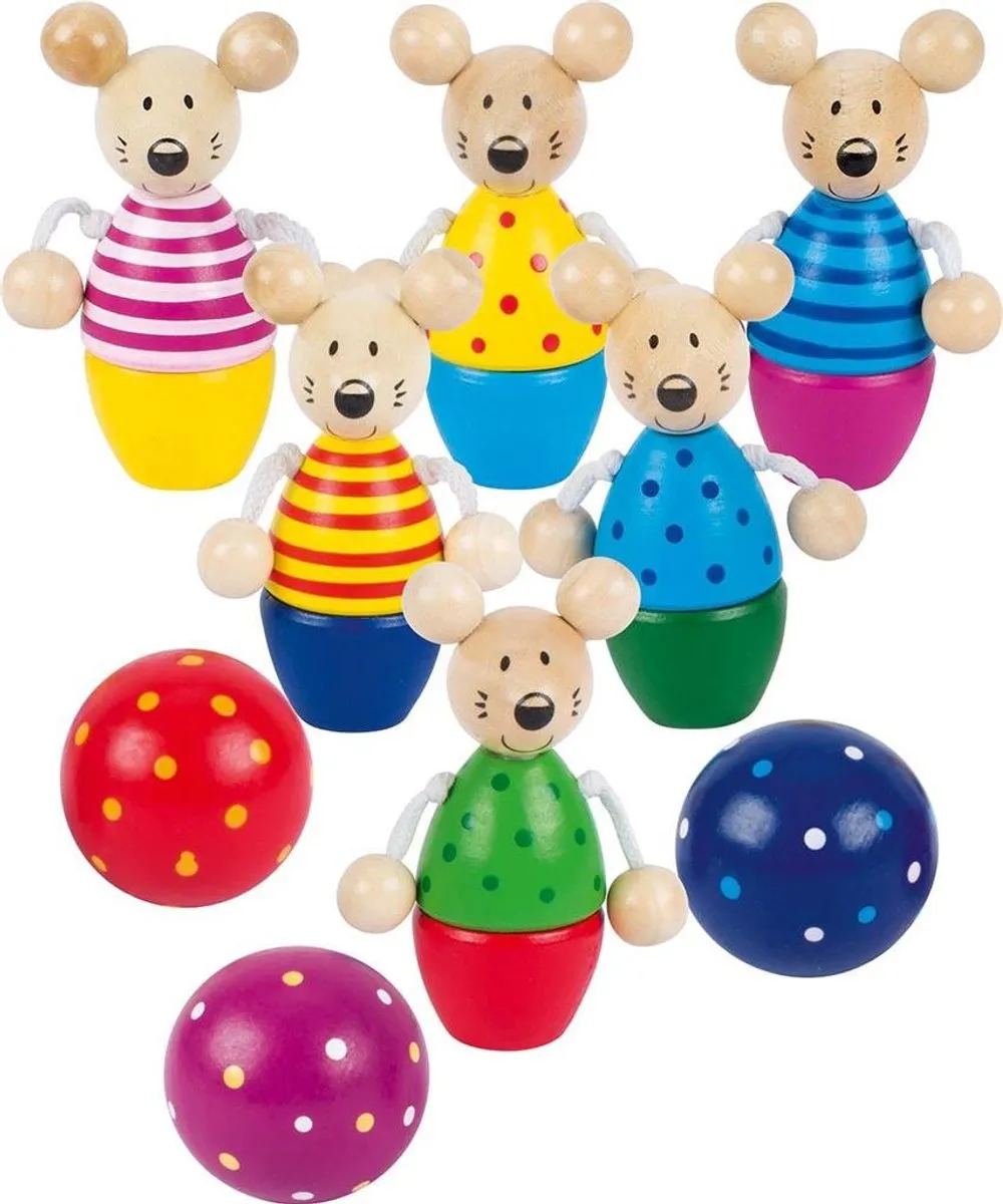 Goki Kegelspel Muizen 9-delig - H8cm - Multicolor