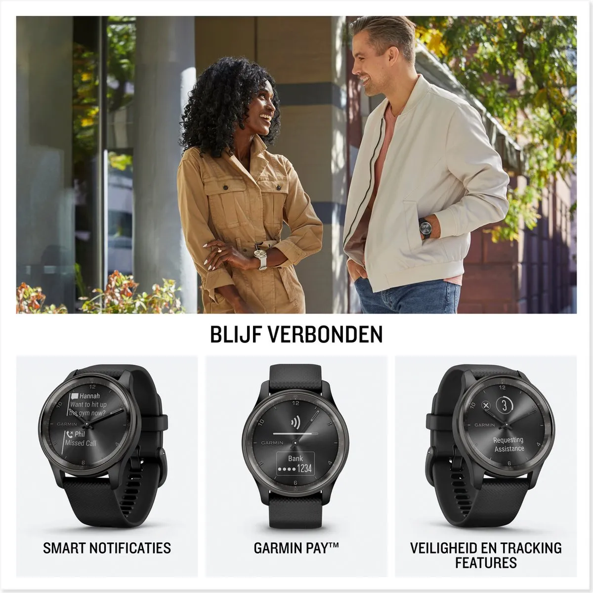 Garmin vivomove Trend Smartwatch 40mm - Zwart