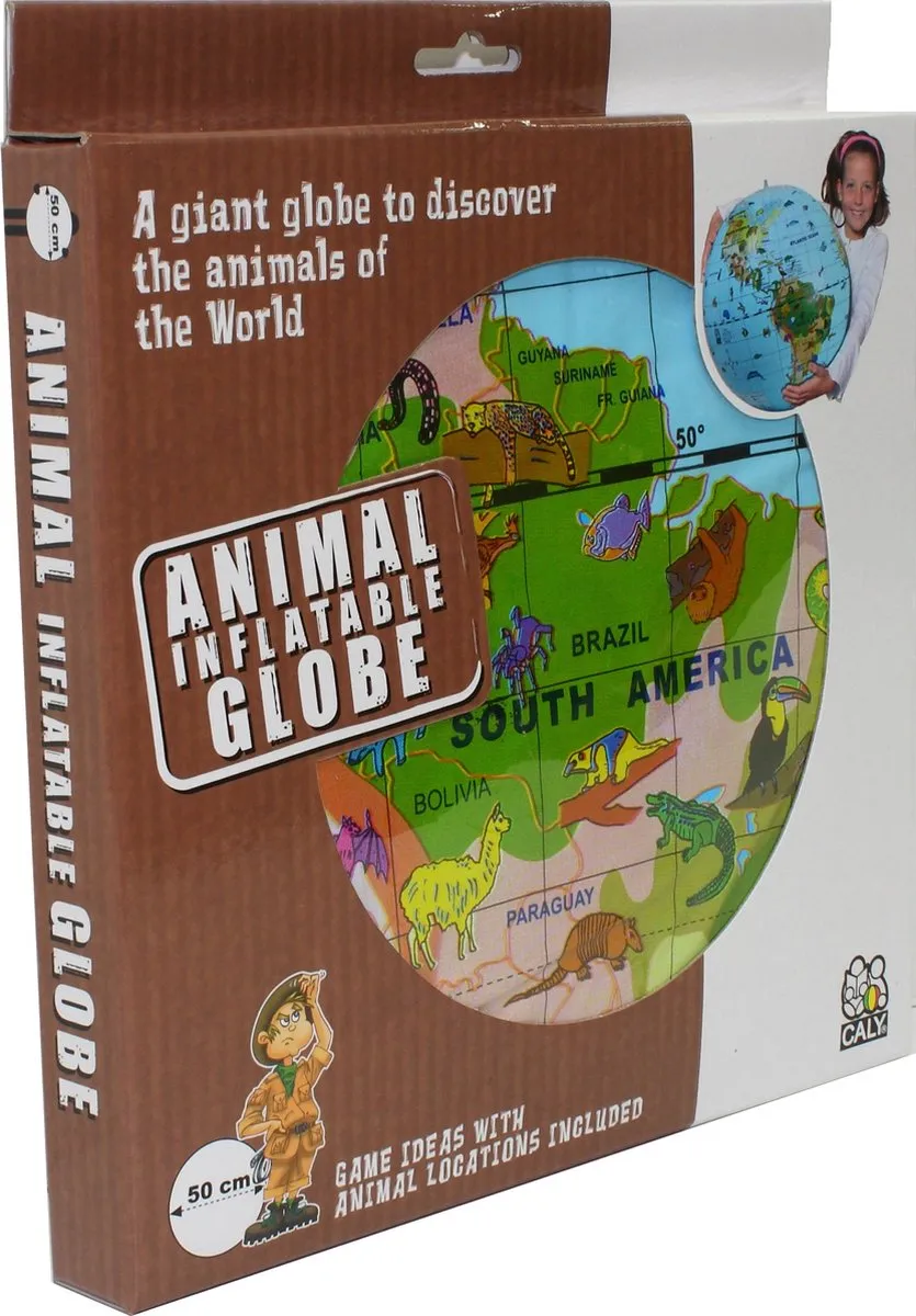 Caly Toys Maxi Globe Dieren van de Wereld 50cm - Meerkleurig