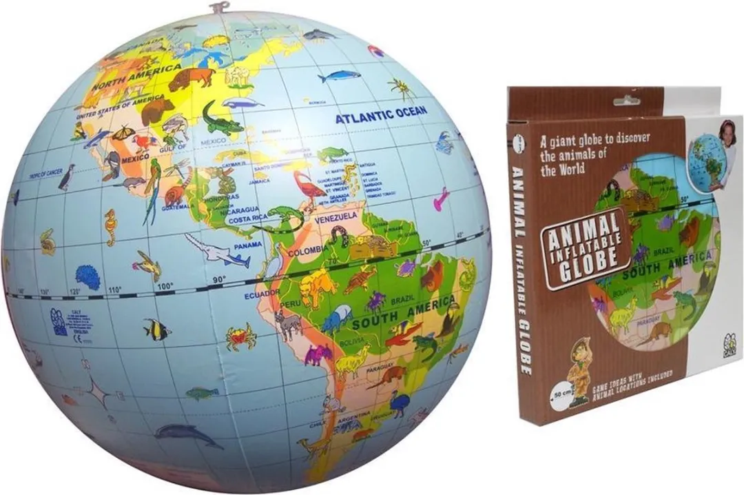 Caly Toys Maxi Globe Dieren van de Wereld 50cm
