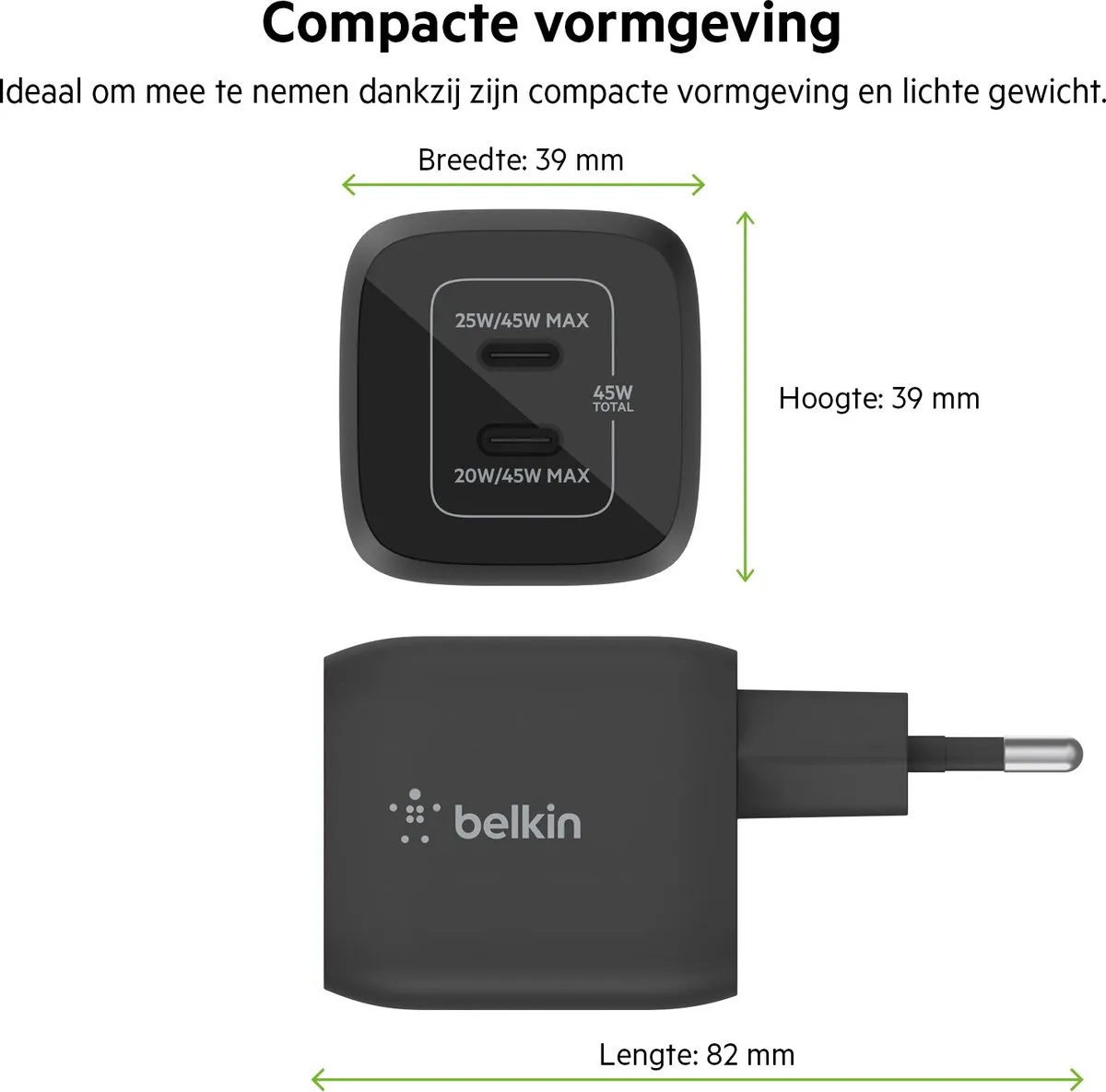 Belkin Boost-Up Charge Pro WCH011vfBK USB-C Adapter 45W - Zwart - afbeelding 6 van 6